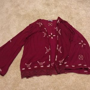 World Market Embroidered Kimono with Bell Sleeves